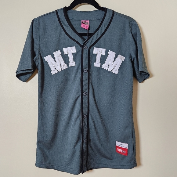 Married to the Mob green short sleeve baseball button up jersey women's size S - Picture 1 of 12